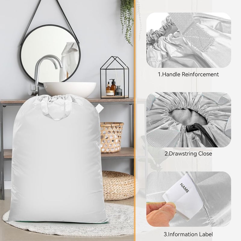 Isink Extra Large Heavy Duty Laundry Bag - 28" x 40", Travel Laundry Bag for Dirty Clothes, Camping (White) - Image 4